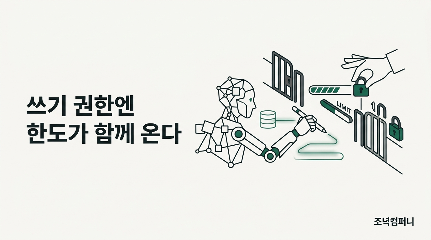 에이전트에게 쓰기를 열어주자 벤더가 한도부터 걸었다