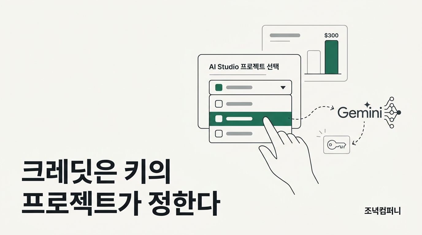 GCP 300달러 크레딧과 Gemini API를 잇는 것은 카드 등록이 아니라 AI Studio 프로젝트 선택 팝업이다